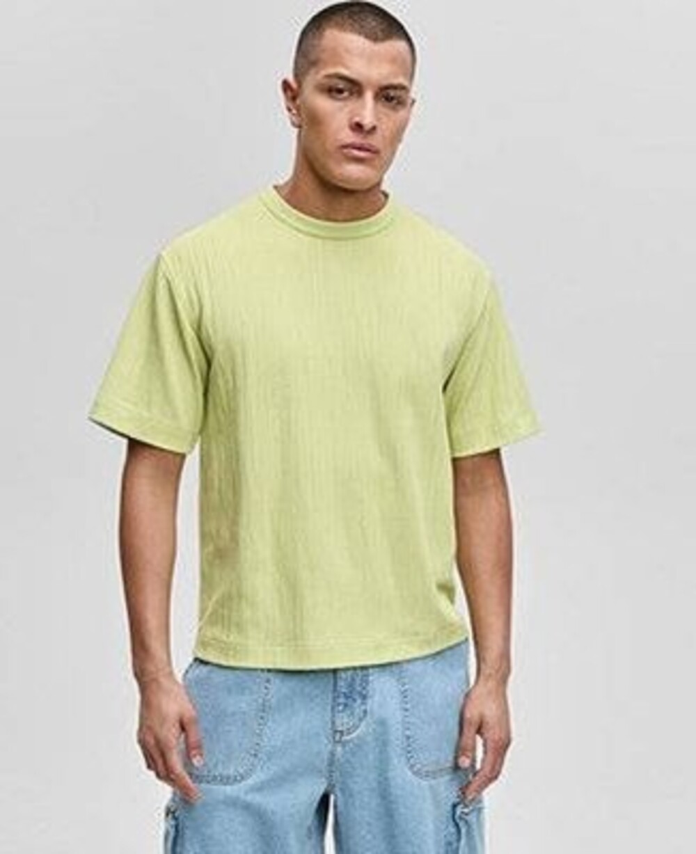 Mode of One Short-Sleeve Relaxed-Fit Crinkle T-Shirt Men's S Harvest Pear Solid